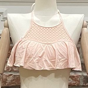 🍑 Cutout solid peach halter bikini top / S / Excellent condition